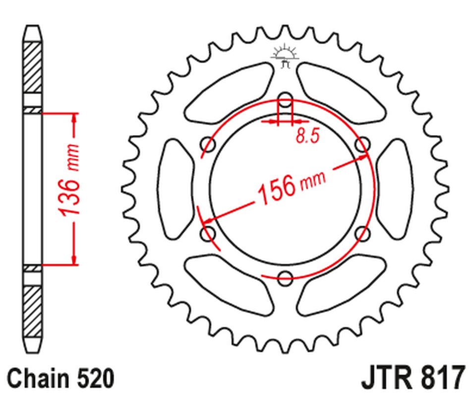 JT rozeta 830 46 DERBI 659 MULHACEN 07-12, SUZUKI RGV/TV 250 89-90 (83046JT) (řetěz 630)