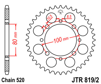 JT zadní řetězové kolo 819 41 SUZUKI GZ 250 MARAUDER (99-10), GN 250 (82-99) (81941JT) (řetěz 520)