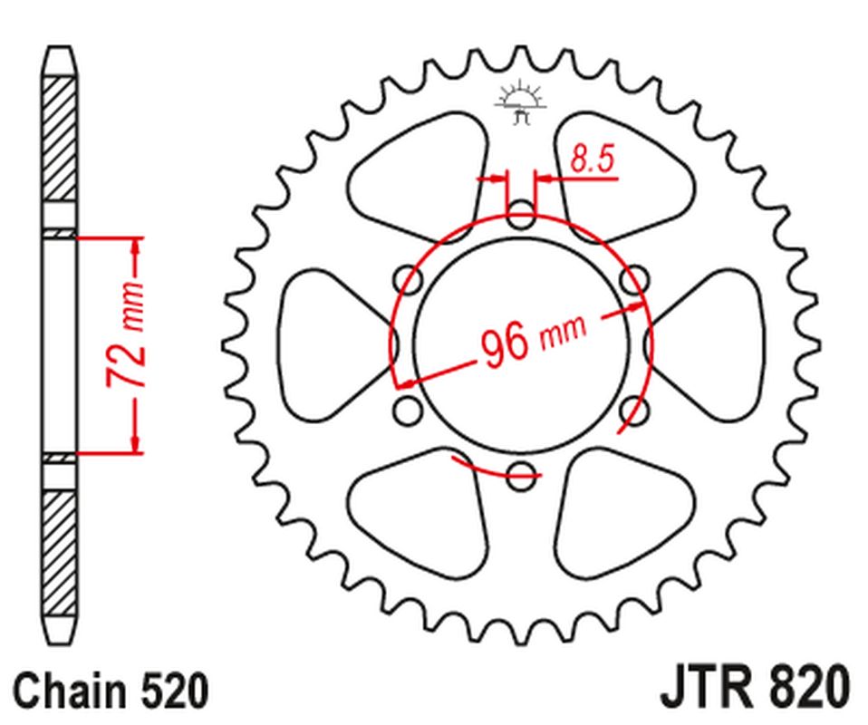 JT rozeta 829 42 SUZUKI DR 250 82-87, SP 250 82-85, DR 370 78-79, SP 370 77-82 (82942JT) (řetěz 520)