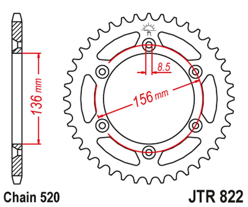 JT rozeta 702 42 GAS GAS 400/450 SM 03-04, 450/515 SM 09, HUSQVARNA SMR 450/SM 510 05-10, TE 630 10-12 (70242JT) (řetěz 520)