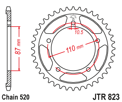 JT rozeta 795 47 SUZUKI DL 250 V-STROM 17-19, SFV 650 GLADIUS 09-14 (+1) (79547JT) (řetěz 520)