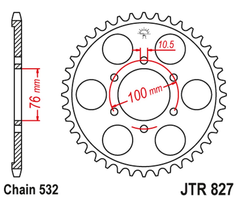 JT zadní řetězové kolečko 806 52 SUZUKI GSX 1100F '88-96 (80652JT) (ŘETĚZ 532)