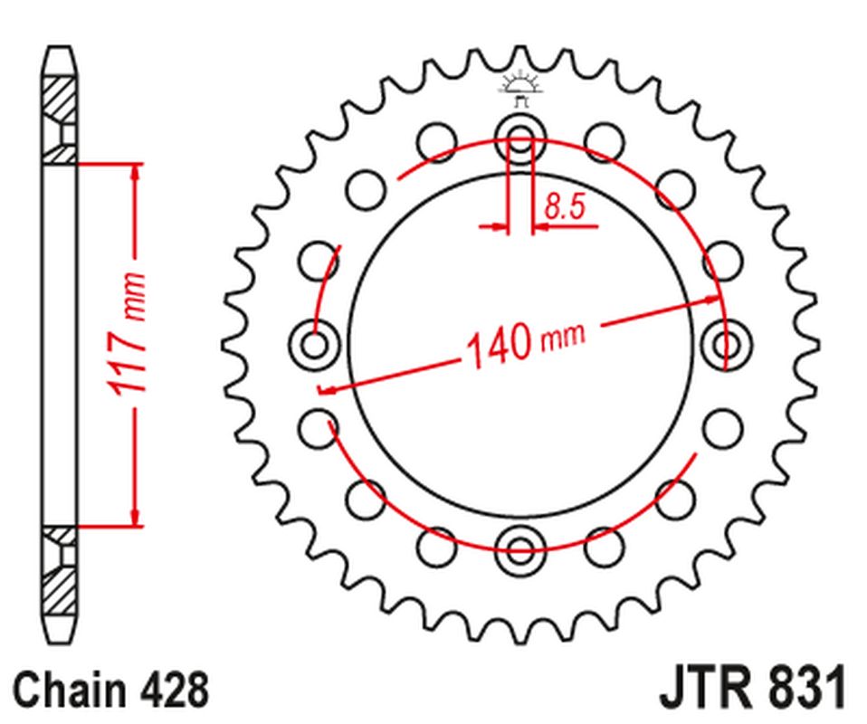JT rozeta 831 46 YAMAHA YZ 80L/S 84, 86-92 (83146JT) (řetěz 428)
