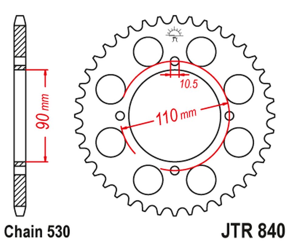 JT rozeta 854 35 YAMAHA XS 400 82-83, XS 250 82, (84035JT) (řetěz 530)