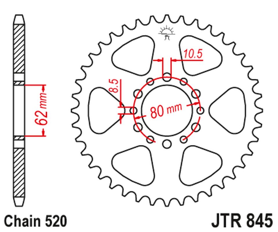 JT rozeta 845 40 YAMAHA YZ 100 76-77, SR 250 85-96 (84540JT) (řetěz 520)