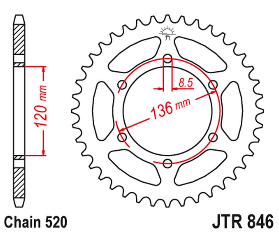 JT rozeta 859 41 YAMAHA RZ 250 86-92, SRX 400 (85941JT) (řetěz 520)