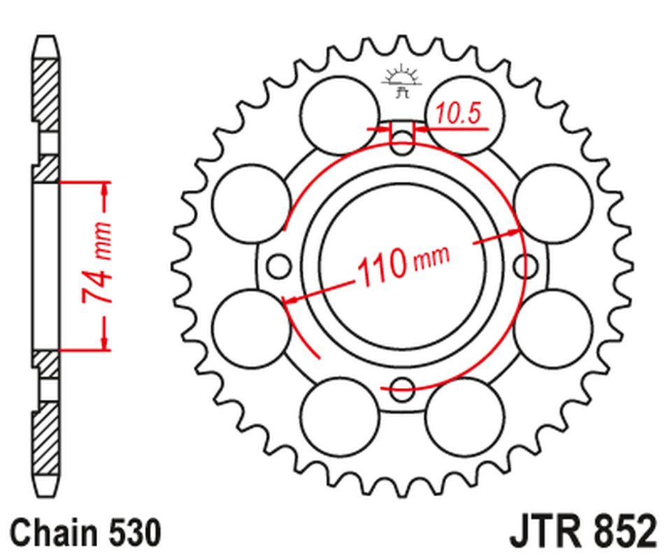 JT rozeta 861 41 YAMAHA RD 250LC 80-85, RZ 250 (86141JT) (řetěz 530)