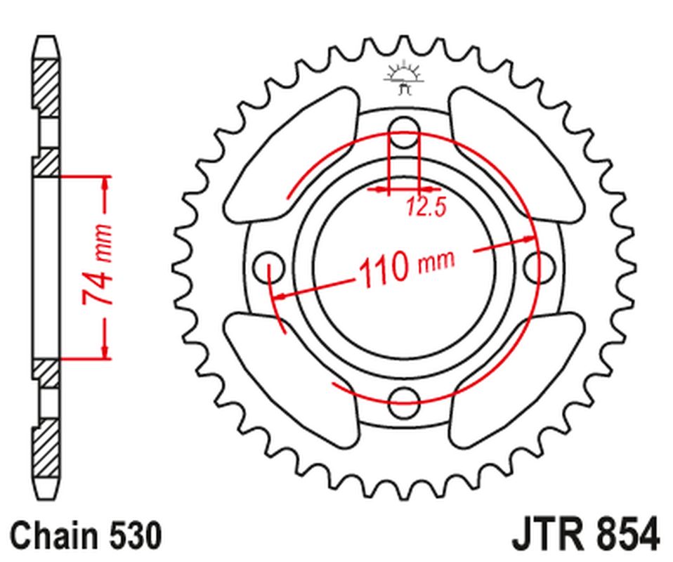 JT rozeta 854 41 YAMAHA XS 250 80-82, XS 500 78-80 (85441JT) (řetěz 530)