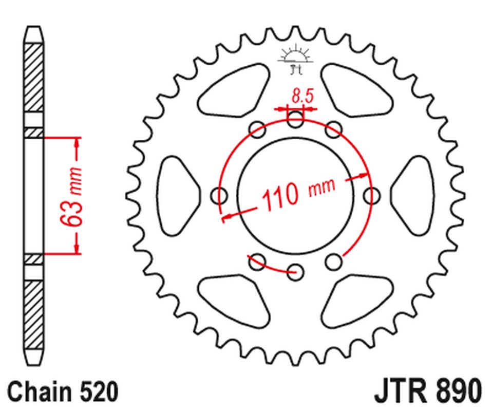 JT SPROCKETS JTR890.44ZBK
