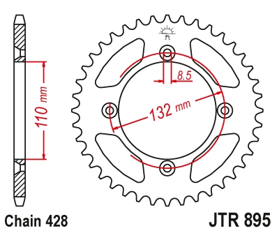 JT rozeta 4486 49 KTM SX 85 04-24, 105 XC 07-11 (448649JTZBK)* (řetěz 428) barva černá (JT rozeta 4486 49 KTM SX 85 04-24, 105 XC 07-11)
