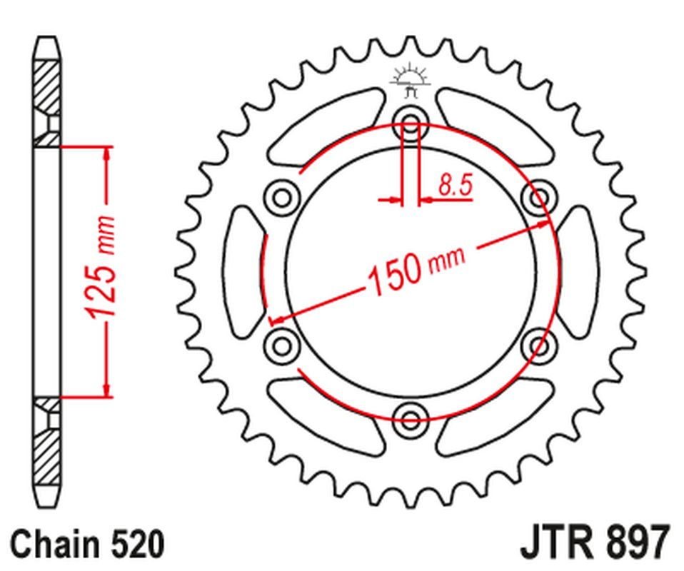 JT rozeta 899 42 KTM SX/EXC (89942JTZBK) (řetěz 520) barva černá (JT rozeta 899 42 KTM SX/EXC (89942JTZBK) (řetěz 520) barva černá)