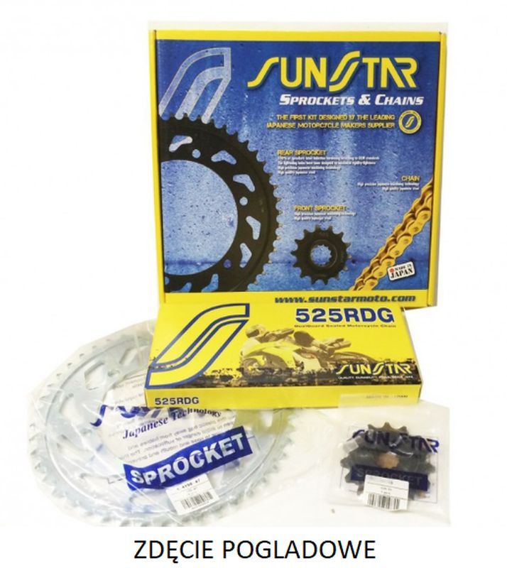 Chain set golden ( SUNSTAR K525RRR061 (17/42/118, SUN42717/SUN1-4553-42/SS525RRR1-118G)