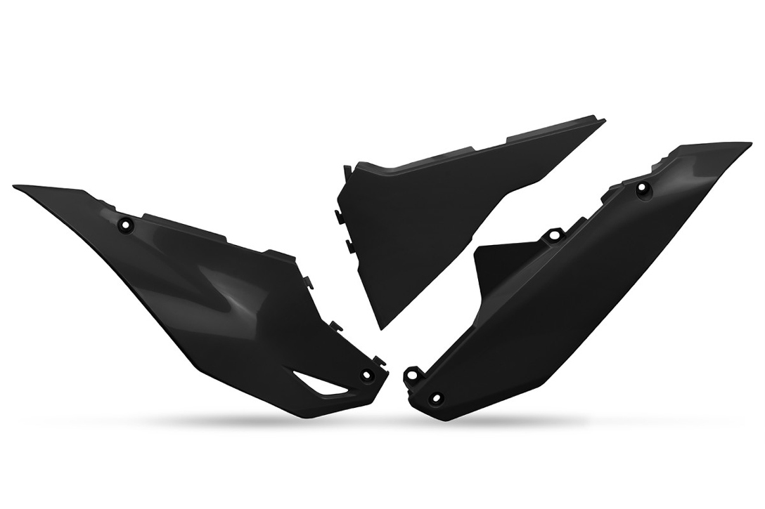 UFO boční tabulky na startovací číslo KAWASAKI KXF 250 25-26, KXF 450 24-26, barva černá