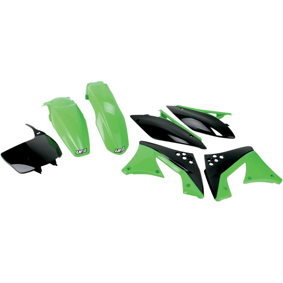 UFO kompletní sada plastů KAWASAKI KXF 250 10-11 barva OEM (zelená/černá) (KA215E999)