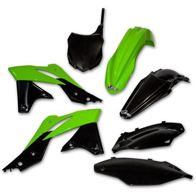 UFO kompletní sada plastů KAWASAKI KXF 250 13-16, barva OEM (zelená/černá) (KA219E999)