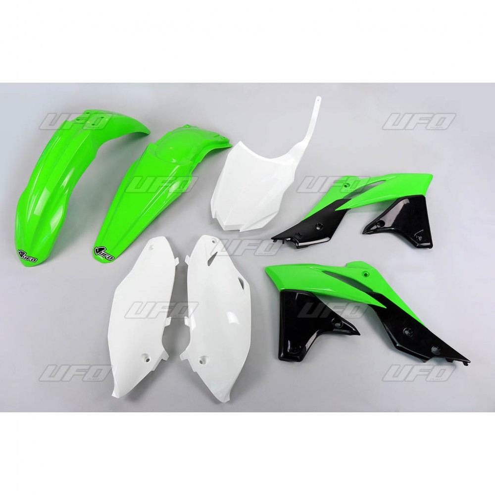 UFO kompletní sada plastů KAWASAKI KXF 250 13-16 barva OEM 16 (zelená/bílá/černá)(KA221E999A)