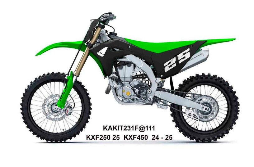 UFO complete plastics kit (FULL KIT) with shock covers KAWASAKI KXF 250 25, KXF 450 24-26, KX 450X 24-26 black / green