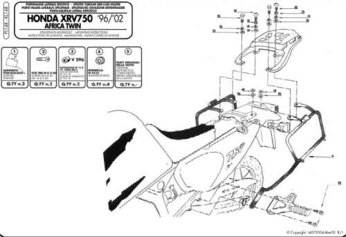 KAPPA side case carrier MONOKEY HONDA XRV 750 AFRICA TWIN (93-02) - also compatible with MONOKEY KMS K'MISSION ALU cases