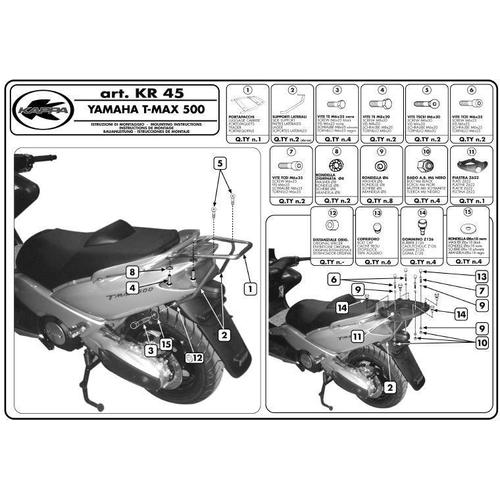 KAPPA zadní nosič kufru YAMAHA T-MAX 500 (01-07) ( s plotnou MONOKEY )