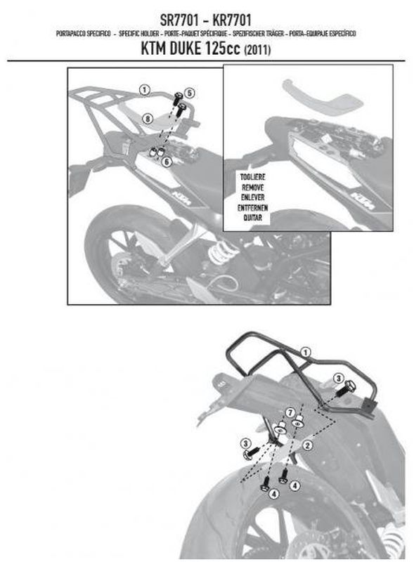 KAPPA zadní nosič kufru KTM DUKE 125/300/390 (11-16) ( bez plotny )