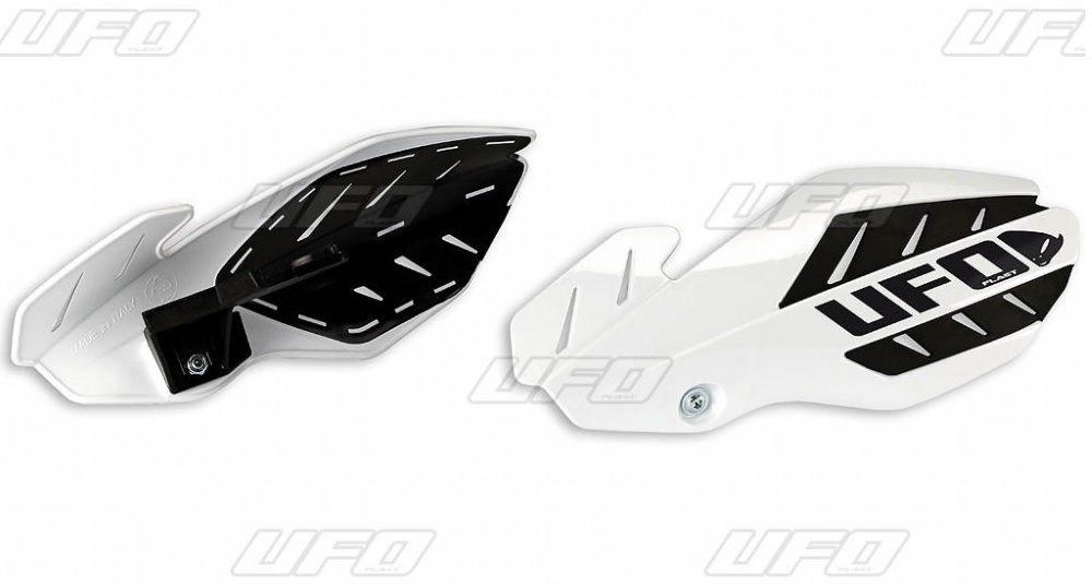 UFO kryty páček FLAME KTM SX 125 14-15, EXC 125 14-16, barva bílá/černá (s upevněním) - nahrazený PM01652041 + PM01678 (UFO kryty páček FLAME KTM SX)