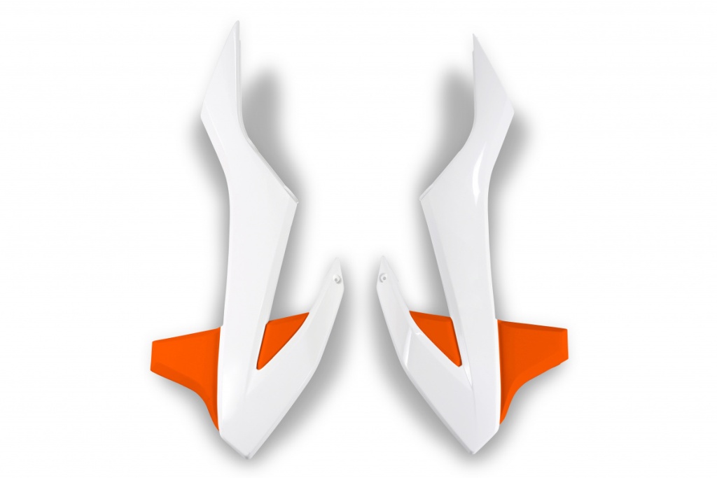 UFO kryty chladiče KTM SX 85 18-2023 barva 20-2023 (bílá / oranžová/) (UFO kryty chladiče KTM SX 85 18-2023 barva 20-2023 (bílá / oranžová/))