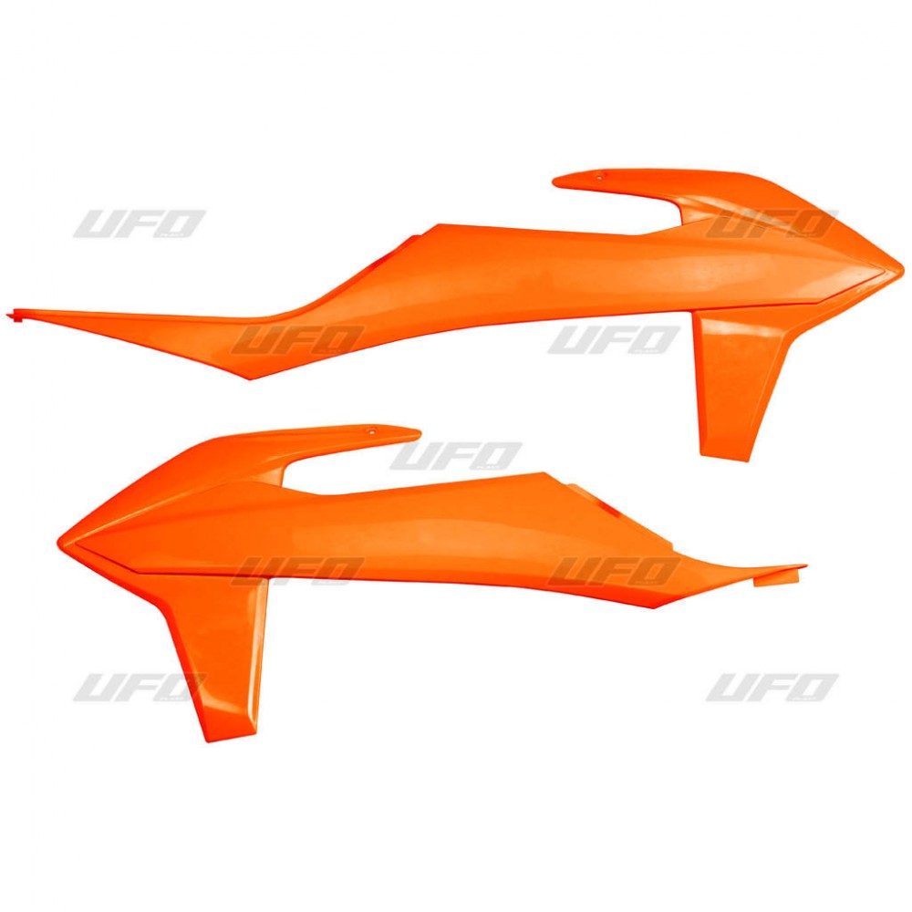 UFO kryty chladiče KTM SX/SXF(SX-F) 125/150/250/350/450 19-22, EXC 125 20-21, EXC/EXCF(EXC-F) 150/250/300/350/450/500 TPI 20-2023 barva oranžová fluorescenční