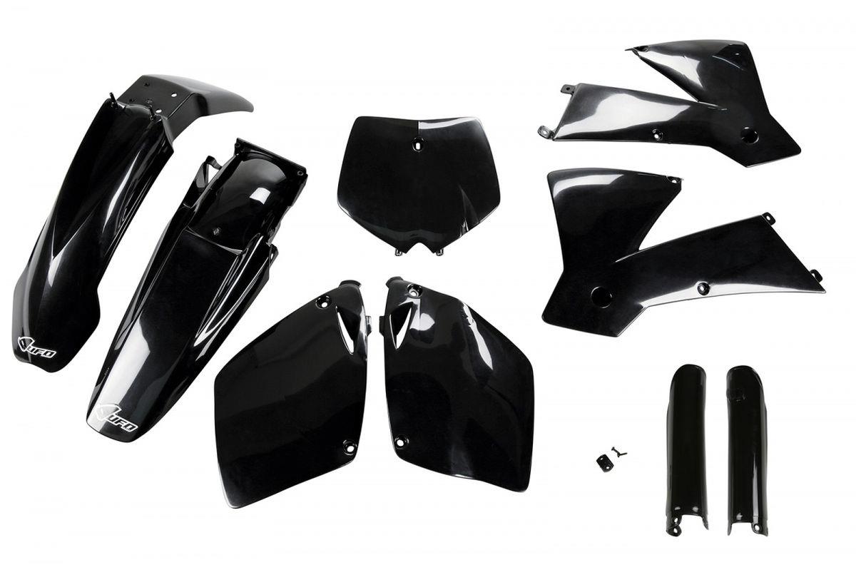 UFO kompletní sada plastů (FULL KIT) s kryty tlumičů KTM SX-SXF 01-02 barva černá (UFO kompletní sada plastů (FULL KIT) s kryty tlumičů KTM SX-SXF)