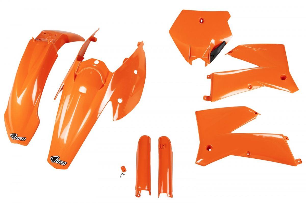 UFO kompletní sada plastů (FULL KIT) s kryty tlumičů KTM SX / SXF 05-06 barva (oranžová) (KT503E999) (UFO kompletní sada plastů (FULL KIT) s kryty)