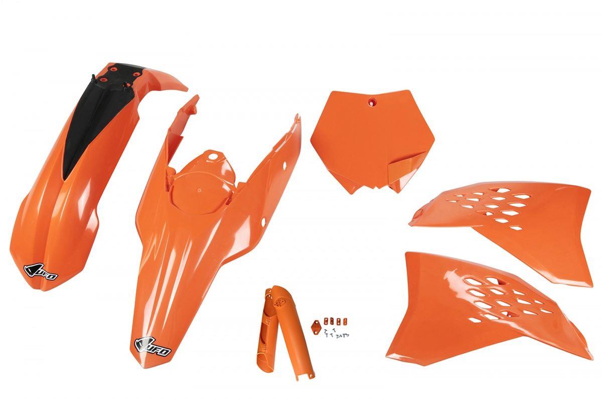 UFO kompletní sada plastů (FULL KIT) s kryty tlumičů KTM SX/SXF 07-10 barva oranžová (UFO kompletní sada plastů (FULL KIT) s kryty tlumičů KTM SX/SXF)
