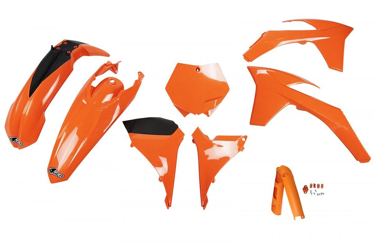 UFO kompletní sada plastů (FULL KIT) s kryty tlumičů KTM SXF 11-12, SX 12 barva oranžová (KT510E127) (UFO kompletní sada plastů (FULL KIT) s kryty)