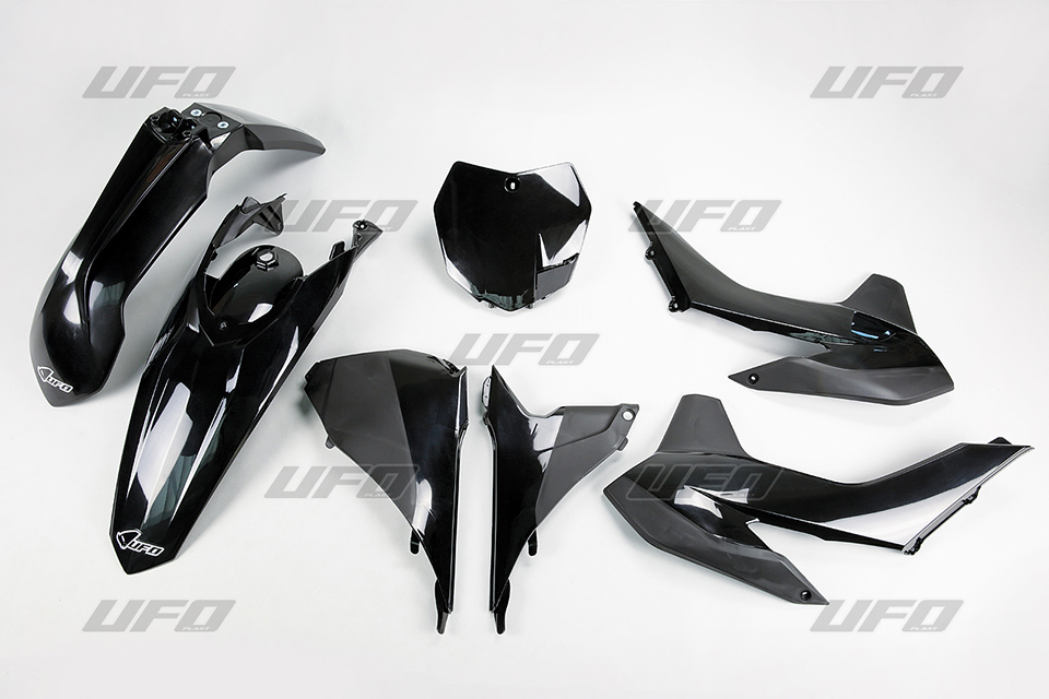 UFO kompletní sada plastů KTM SX/SXF 13-15, SX 250 16 barva černá (KT515E001) (UFO kompletní sada plastů KTM SX/SXF 13-15, SX 250 16 barva černá)