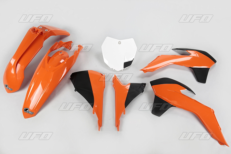 UFO kompletní sada plastů KTM SX/SXF 13-15, SX 250 16, barva 13-14 (černá/oranžová/bílá) (KT515E999) (UFO kompletní sada plastů KTM SX/SXF 13-15, SX)