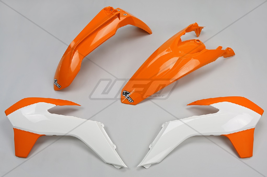 UFO kompletní sada plastů KTM EXC 14-16, barva OEM 15-16 (oranžová/bílá) (KT516E999W)