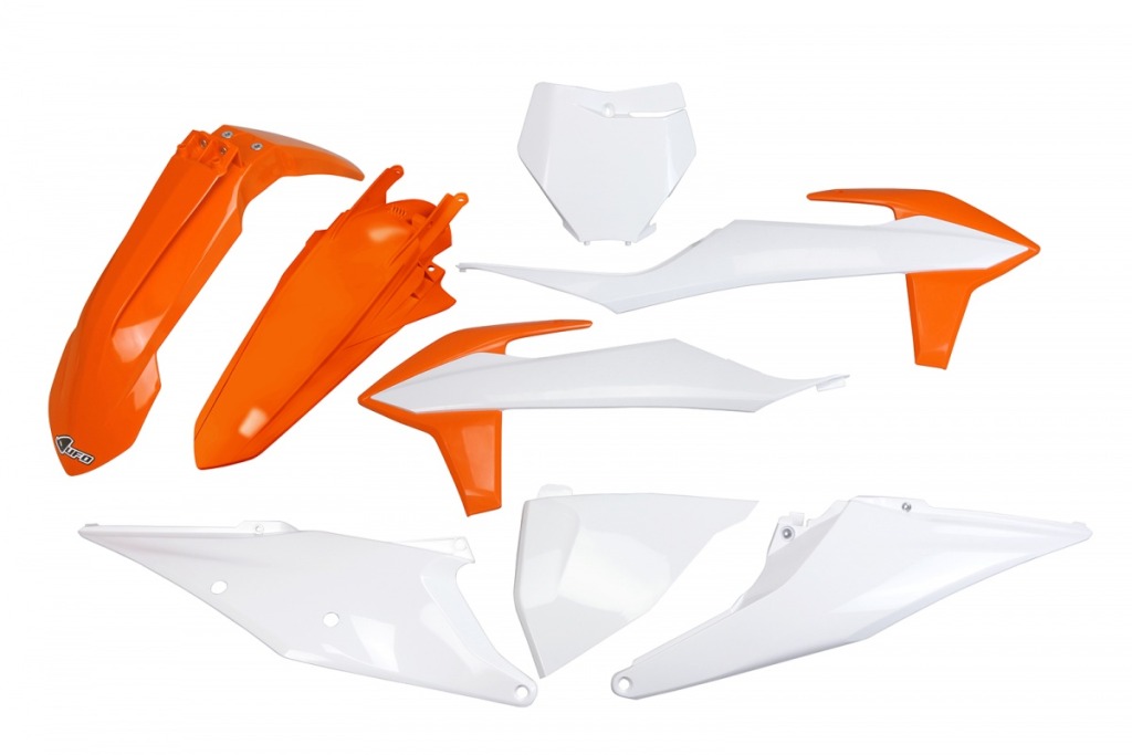 UFO kompletní sada plastů KTM SX 125/150/250 19-22, SXF (SX-F) 250/350/450 19-22 barva 21 (bílá/oranžová) (UFO kompletní sada plastů KTM SX)