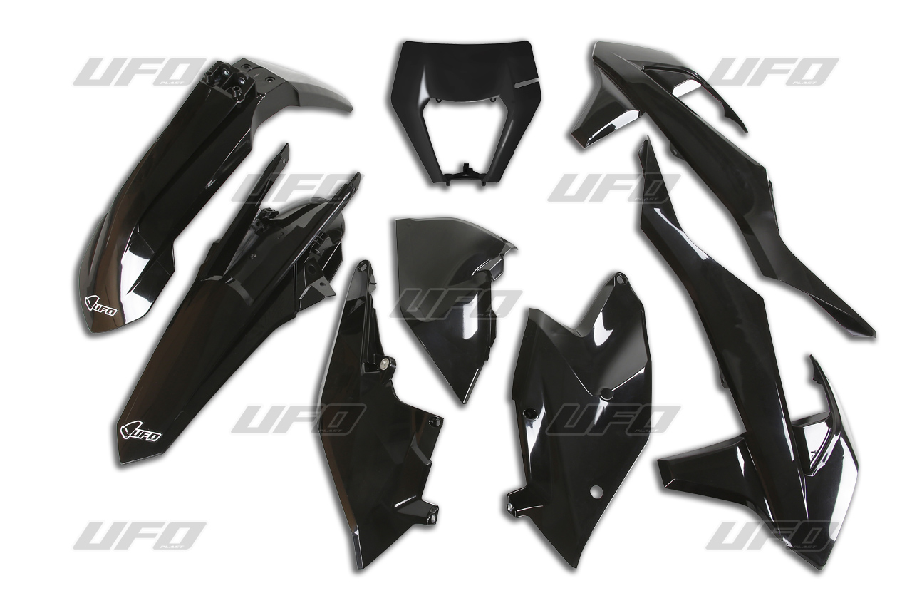 UFO kompletní sada plastů KTM EXC/EXC-F TPI 17-19 s krytem světla barva černá (KT523E001)