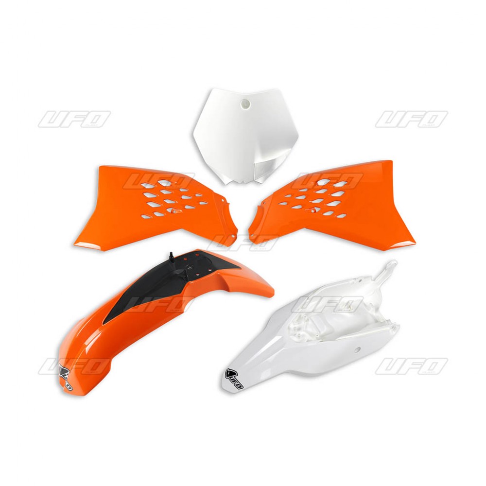 UFO kompletní sada plastů KTM SX 65 12-15 barva (bílá/oranžová) (KT525E999) (UFO kompletní sada plastů KTM SX 65 12-15 barva (bílá/oranžová))