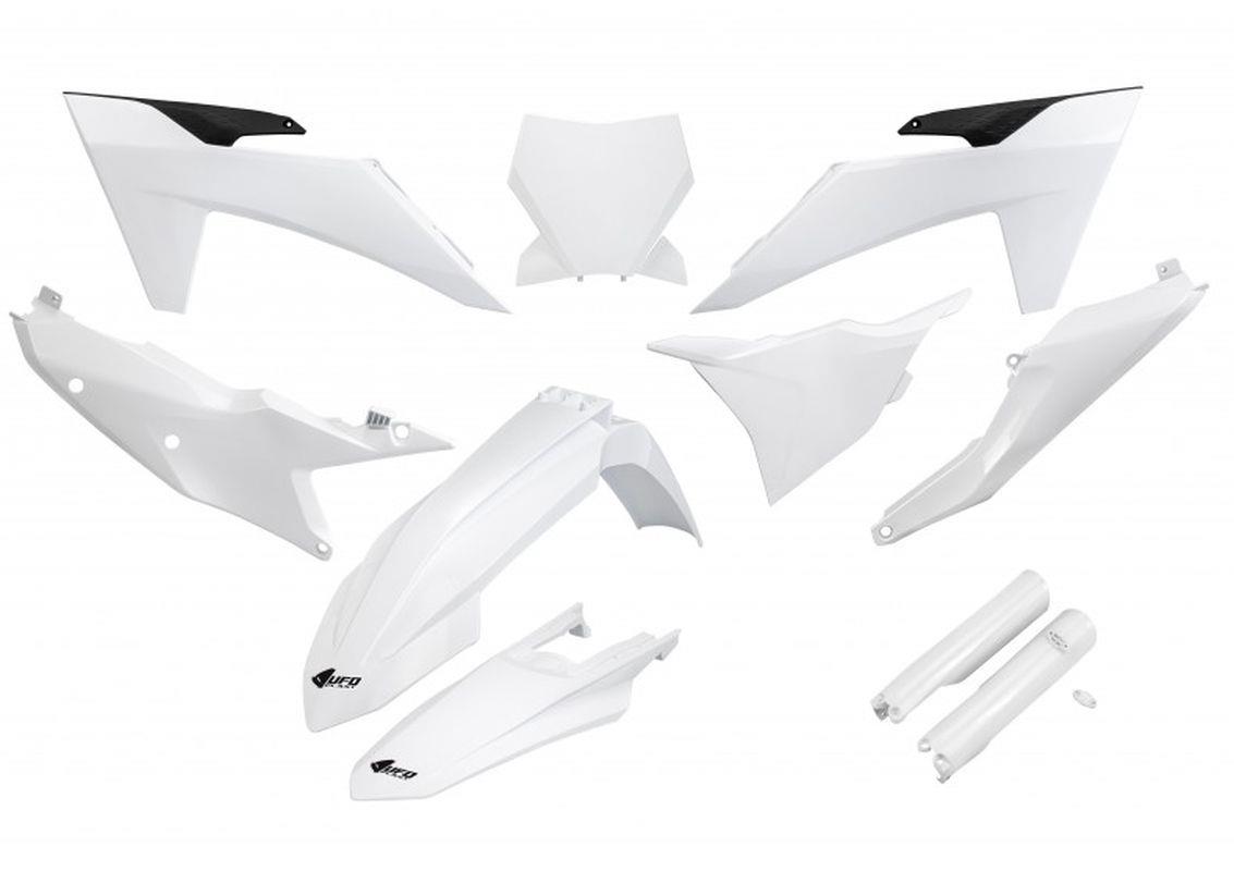 UFO kompletní sada plastů (FULL KIT) s kryty tlumičů KTM SX 125 / 250 / 300 TBI 23-24, SX-F 250 / 350 / 450 23-24 barva bílá (UFO kompletní sada)