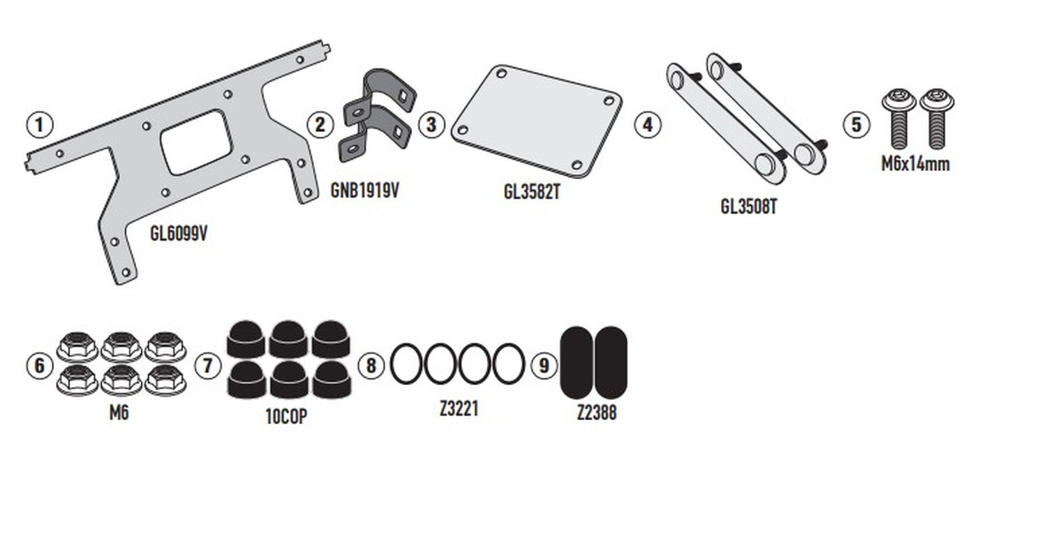 KAPPA tool case KS250 mounting kit for rack KLOS2145CAM YAMAHA TENERE 700 '19-'24