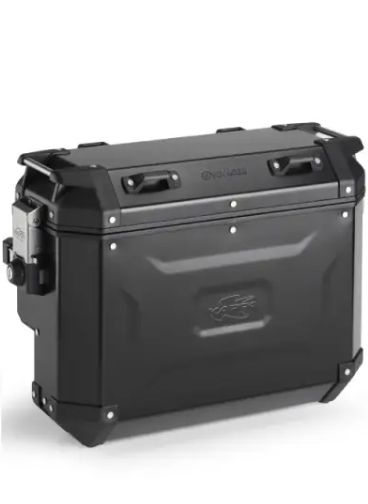 KAPPA boční kufry 37L levý i 33L pravý WCIĘTY MONOKEY CAM SIDE KVG37BL KVGS33BR KVOYAGER hliníkové barva černá anodizovaný BLACK LINE