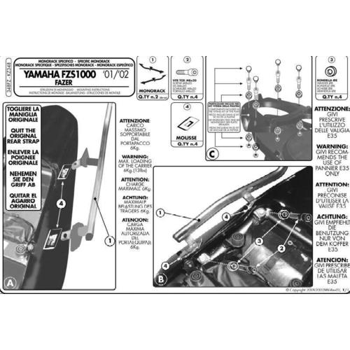 Levně KAPPA zadní nosič kufru YAMAHA FZS 1000 FAZER (01-05) ( bez plotny ) (KAPPA zadní nosič kufru YAMAHA FZS 1000 FAZER (01-05) ( bez plotny ))