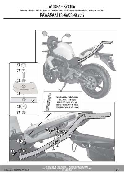 KAPPA nosič zadního kufru KAWASAKI ER-6N / ER-6F 650 (12-16) ( bez plotny )