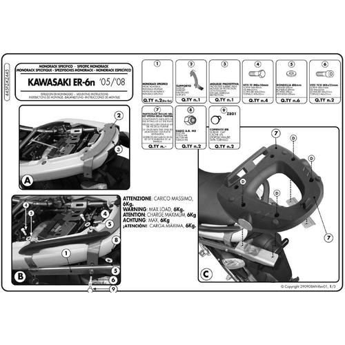 KAPPA zadní nosič kufru KAWASAKI ER-6N / ER-6F 650 (05-08) ( bez plotny )