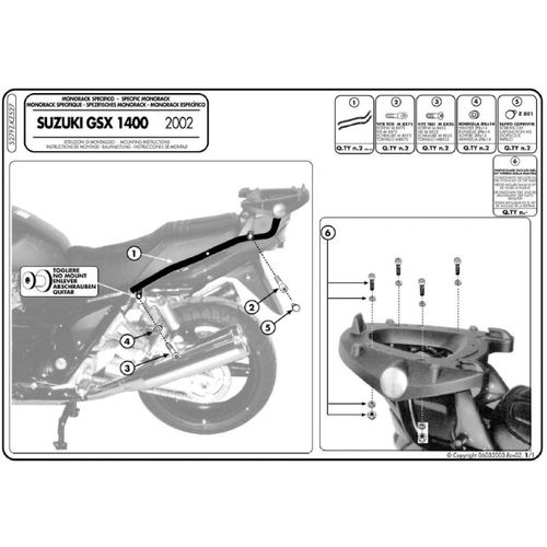 Levně KAPPA zadní nosič kufru SUZUKI GSX 1400 (02-09) ( bez plotny ) (KAPPA zadní nosič kufru SUZUKI GSX 1400 (02-09) ( bez plotny ))