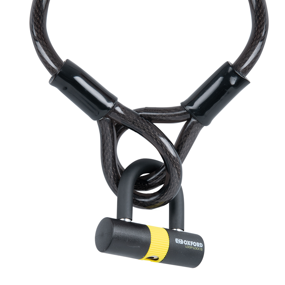 OXFORD lanko LOOP LOCK s zesílenéJ oceli s kladkou délka 2M X 15mm BS