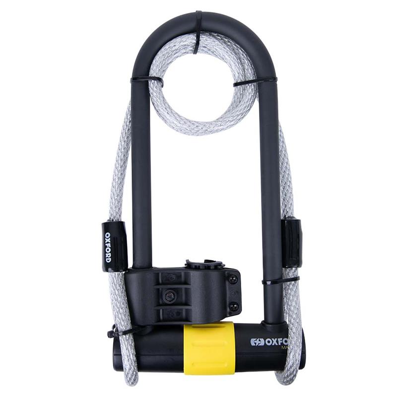 OXFORD ochrana proti krádeži visací zámek MAGNUM DUO U-LOCK s objímkou i kabel (177X340mm)