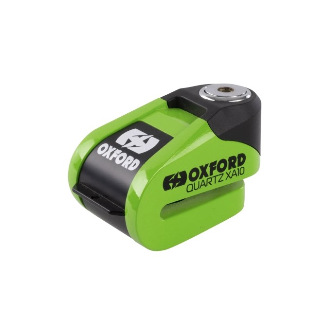 OXFORD AKCE zámek brzdového kotouče s alarmem QUARTZ XA10, čep 10 mm, barva zelená fluo