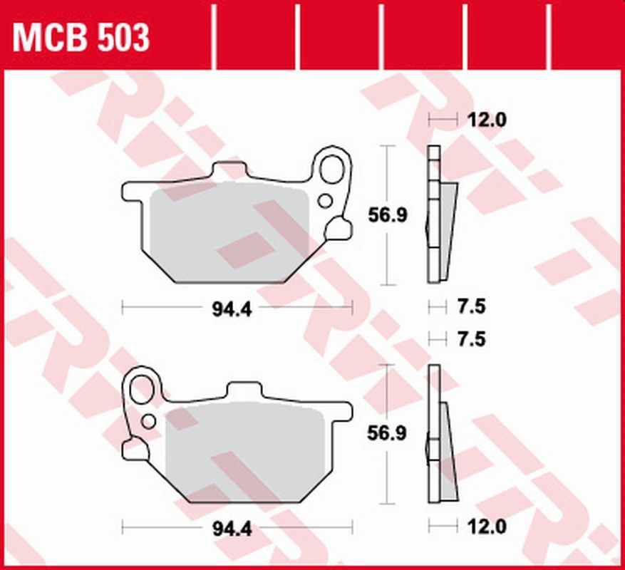 TRW ZF brzdové destičky KH041 organické YAMAHA RD 250/RD 400S 78-79 (přední/zadní) XS 400/750 80-83, XS 850 82 PRZÓD