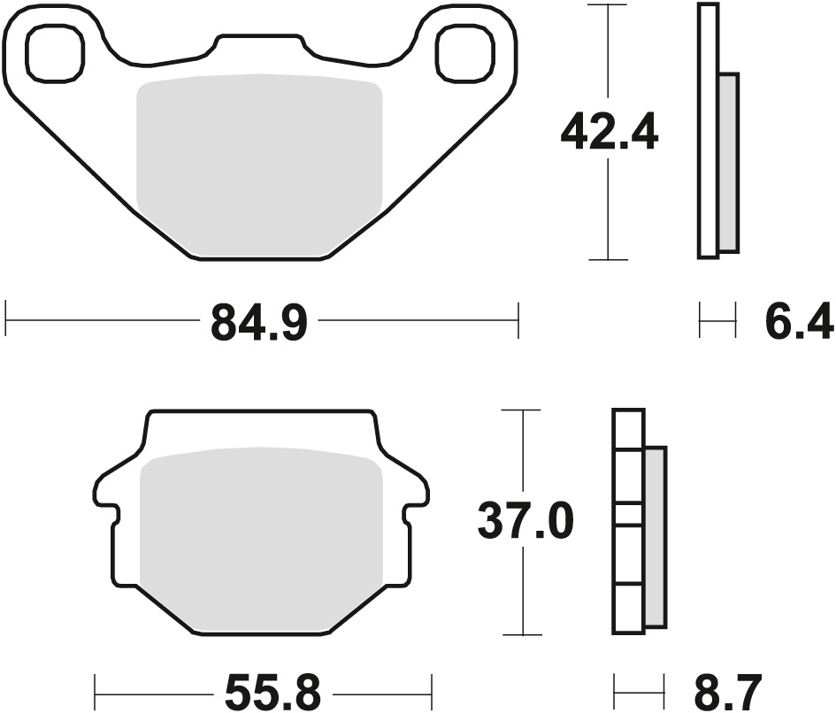 TRW ZF brzdové destičky KH67/2 organické APRILIA PEGASO 125 90-91, KYMCO JIVE 50 04-06, LONCIN CONQUEROR 200 05-, zadní