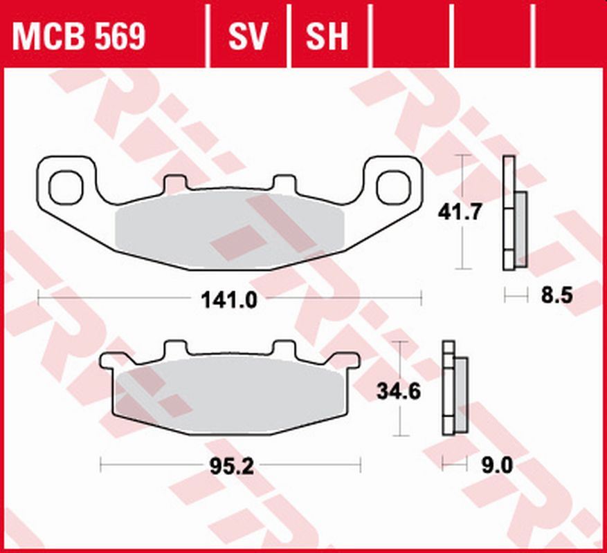 TRW ZF brzdové destičky KH129 sintrované STREET KAWASAKI GPZ 400R 89-, ZZR 500/600 90-92, GPX 600R 88-99, ZR 750 91-99, GPZ 900R 90-94, ZR 1100 92-95, ZX-11 93-01, ZZR 1100 90-92 zadní
